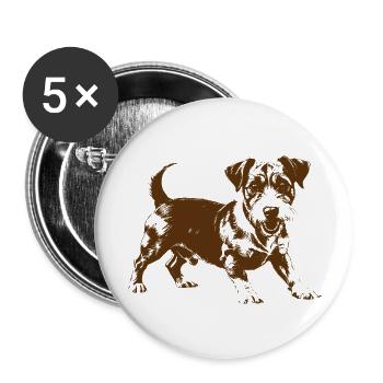Jack Russell terrier chien de race - Lot de 5 grands badges (56 mm) - blanc - Devant