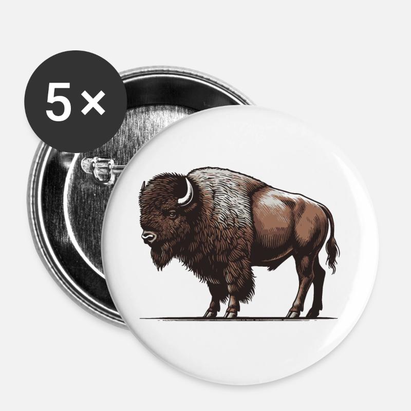 Bison - Buttons large 2.2''/56 mm (5-pack) - white