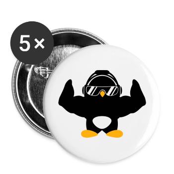 Penguin Bodybuilder Sunglasses Headphones Muscles - Buttons large 2.2''/56 mm (5-pack) - white - Front
