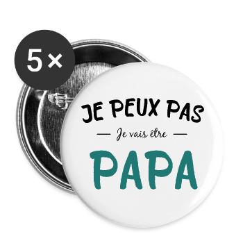 Ich werde Vater - Buttons groß 56 mm (5er Pack) - Weiß - Vorne