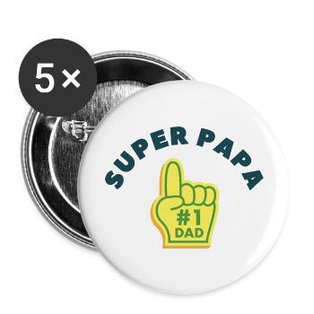 super papa - Lot de 5 grands badges (56 mm) - blanc - Devant