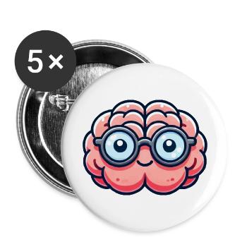 brain comic nerd - Buttons large 2.2''/56 mm (5-pack) - white - Front