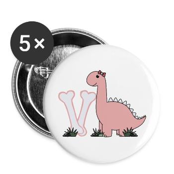 Letter V - Buttons large 2.2''/56 mm (5-pack) - white - Front