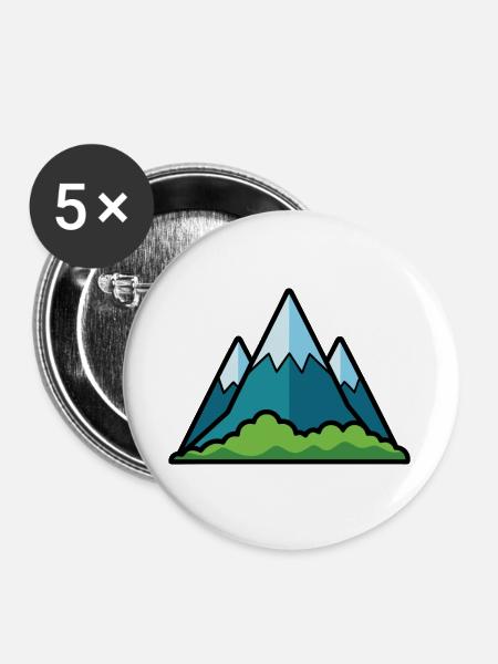 Gebirge - Buttons groß 56 mm (5er Pack) - Weiß