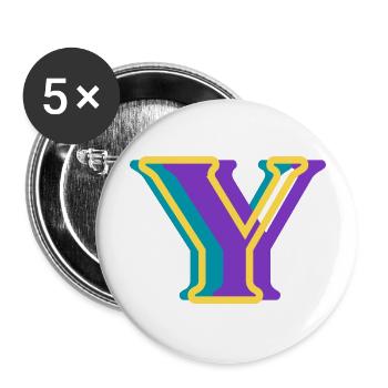 Multicolored letter y - Buttons large 2.2''/56 mm (5-pack) - white - Front