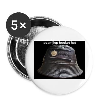 Chapeau seau noir Adamjiep - Lot de 5 grands badges (56 mm) - blanc - Devant
