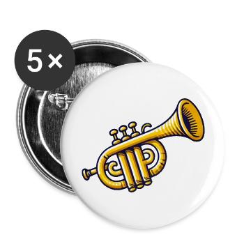 Trumpet Musical Instrument - Buttons large 2.2''/56 mm (5-pack) - white - Front