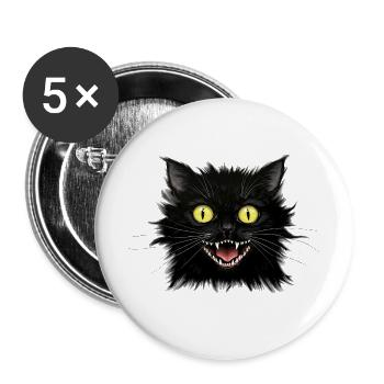 A Nervous Black Cat - Buttons large 2.2''/56 mm (5-pack) - white - Front