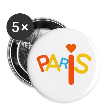 Colorful Paris - Buttons large 2.2''/56 mm (5-pack) - white - Front
