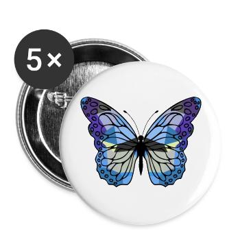 Papillon - Lot de 5 grands badges (56 mm) - blanc - Devant