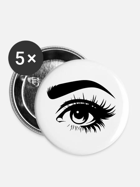Monochrome Augensilhouette - Buttons groß 56 mm (5er Pack) - Weiß