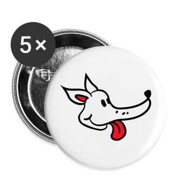 Dog Face Funny Cute Tongue Sticking Out Head - Buttons large 2.2''/56 mm (5-pack) - white - Front