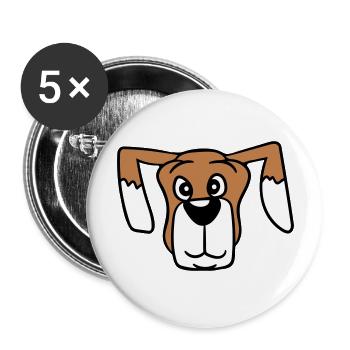 Visage de chien Petit Tête d’animal de compagnie Mignon - Lot de 5 grands badges (56 mm) - blanc - Devant