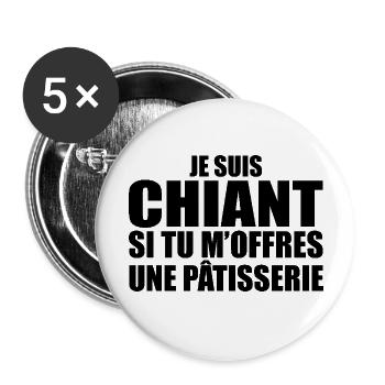 Mann, der es liebt: Gebäck. Lustiger Design-Humor - Buttons groß 56 mm (5er Pack) - Weiß - Vorne