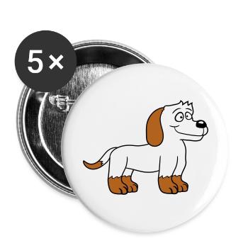 Dog Stands Cute Little Happy Puppy Pet - Buttons large 2.2''/56 mm (5-pack) - white - Front