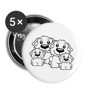 Hunde Familie Kinder Eltern Mutter Vater Papa Mama - Buttons groß 56 mm (5er Pack) - Weiß - Vorne