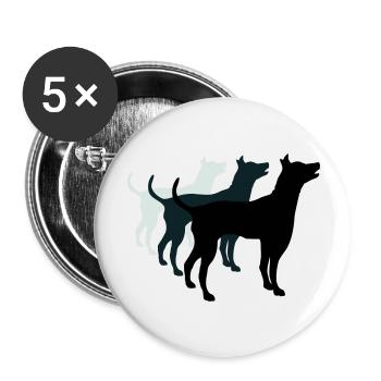 3 Dogs Silhouette Team Crew Friends - Buttons large 2.2''/56 mm (5-pack) - white - Front