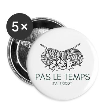 Keine Zeit, in der ich kreatives Geschenk stricke - Buttons groß 56 mm (5er Pack) - Weiß - Vorne
