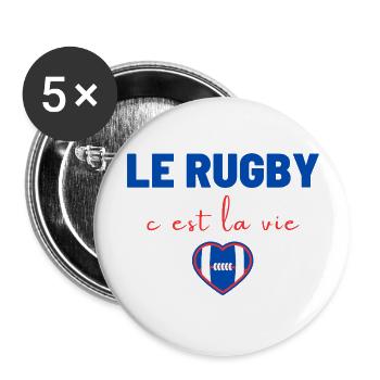 Rugby ist Leben,Rugby,Rugbyfrau,Rugbyman - Buttons groß 56 mm (5er Pack) - Weiß - Vorne