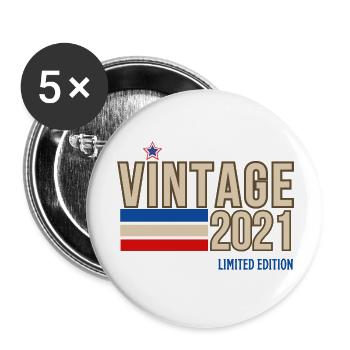 Jahrgang 2021 limitierte Auflage - Buttons groß 56 mm (5er Pack) - Weiß - Vorne