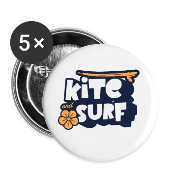 Kitesurfing Kitesurfer Kitebsurf - Buttons large 2.2''/56 mm (5-pack) - white - Front