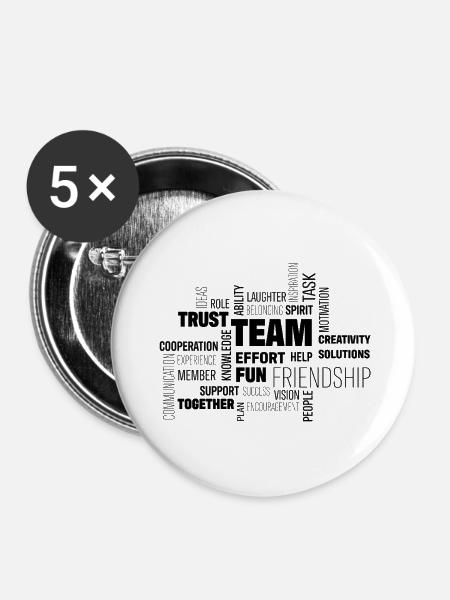 Team - Buttons groß 56 mm (5er Pack) - Weiß