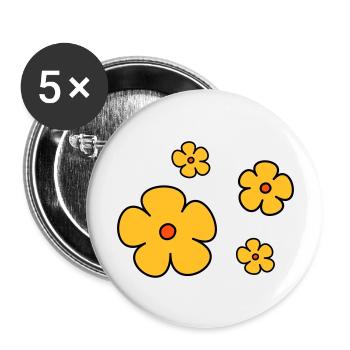 Flowers tricolor - Buttons large 2.2''/56 mm (5-pack) - white - Front