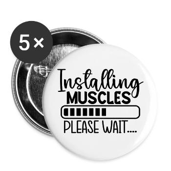 Installing Muscles - Buttons groß 56 mm (5er Pack) - Weiß - Vorne