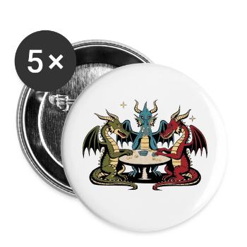 Dragons playing cards - Buttons large 2.2''/56 mm (5-pack) - white - Front