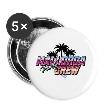 Mallorca Party Crew - Buttons groß 56 mm (5er Pack) - Weiß - Vorne
