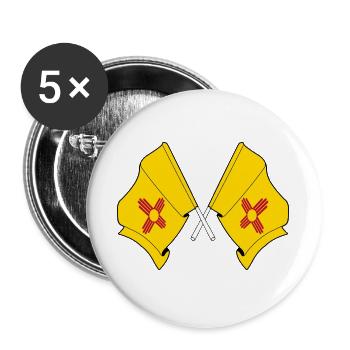 Two flags crossed New Mexico - Buttons large 2.2''/56 mm (5-pack) - white - Front