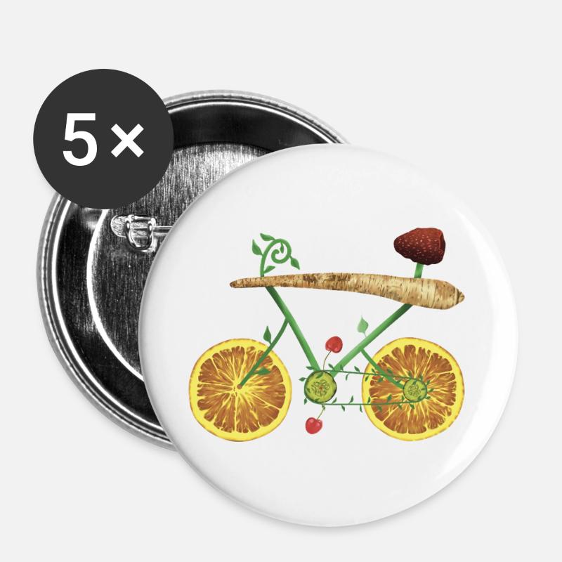 Fruity bike design with orange slices - Buttons large 2.2''/56 mm (5-pack) - white
