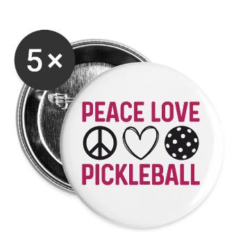 Peace Love Pickleball - Buttons large 2.2''/56 mm (5-pack) - white - Front