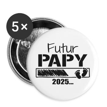 Zukünftiger Opa 2025 Geschenk, der bald Opa sein wird - Buttons groß 56 mm (5er Pack) - Weiß - Vorne