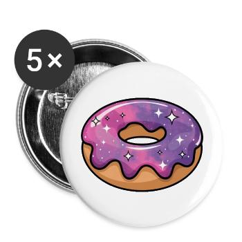 Kosmische Galaxie Donut - Buttons groß 56 mm (5er Pack) - Weiß - Vorne