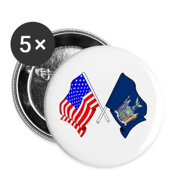 USA and state of New York flag crossed - Buttons large 2.2''/56 mm (5-pack) - white - Front
