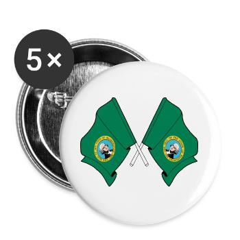 Two flags crossed Washington - Buttons large 2.2''/56 mm (5-pack) - white - Front