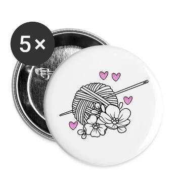 Tricot Tricot Crochet Tricoteur - Lot de 5 grands badges (56 mm) - blanc - Devant