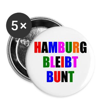hamburg bleibt bunt - Buttons groß 56 mm (5er Pack) - Weiß - Vorne