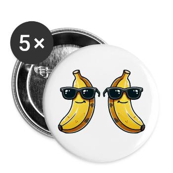 banane sonnenbrille comic 2 - Buttons groß 56 mm (5er Pack) - Weiß - Vorne