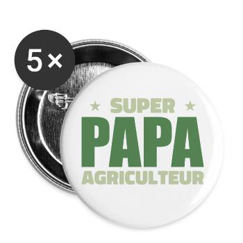 Super farmer dad - Buttons large 2.2''/56 mm (5-pack) - white - Front