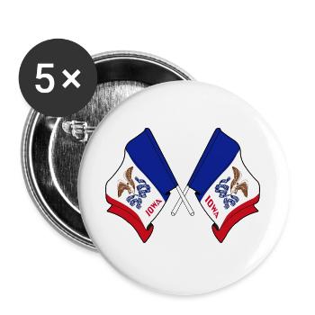Two flags crossed Iowa - Buttons large 2.2''/56 mm (5-pack) - white - Front