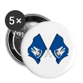 Zwei Flaggen kreuzten Lousiane - Buttons groß 56 mm (5er Pack) - Weiß - Vorne