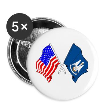 Flag USA and state of Lousiane crossed - Buttons large 2.2''/56 mm (5-pack) - white - Front