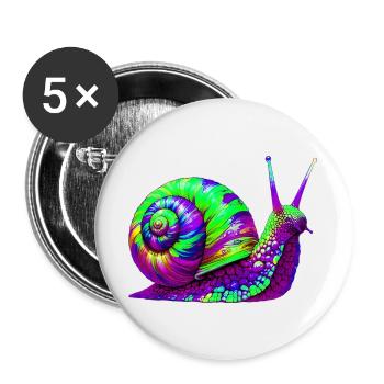 Schnecke - Buttons groß 56 mm (5er Pack) - Weiß - Vorne