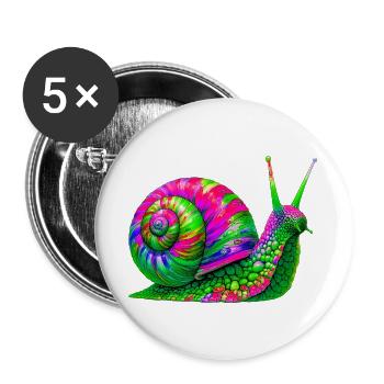 Schnecke - Buttons groß 56 mm (5er Pack) - Weiß - Vorne