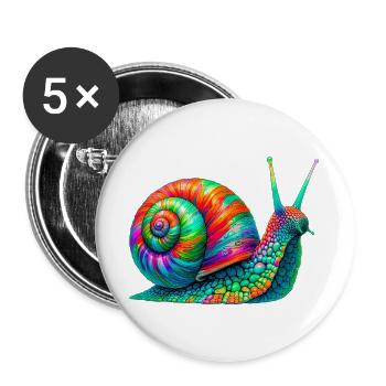 Schnecke - Buttons groß 56 mm (5er Pack) - Weiß - Vorne
