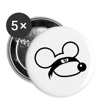 Mouse Evil Robber Ninja Raid Thief Cloth Eyes - Buttons large 2.2''/56 mm (5-pack) - white - Front