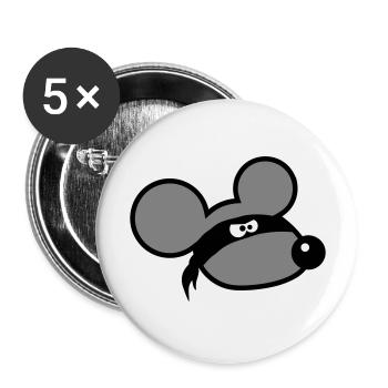 souris méchant voleur ninja raid voleur tissu yeux - Lot de 5 grands badges (56 mm) - blanc - Devant