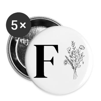 Minimalistische Blumen - Buttons groß 56 mm (5er Pack) - Weiß - Vorne